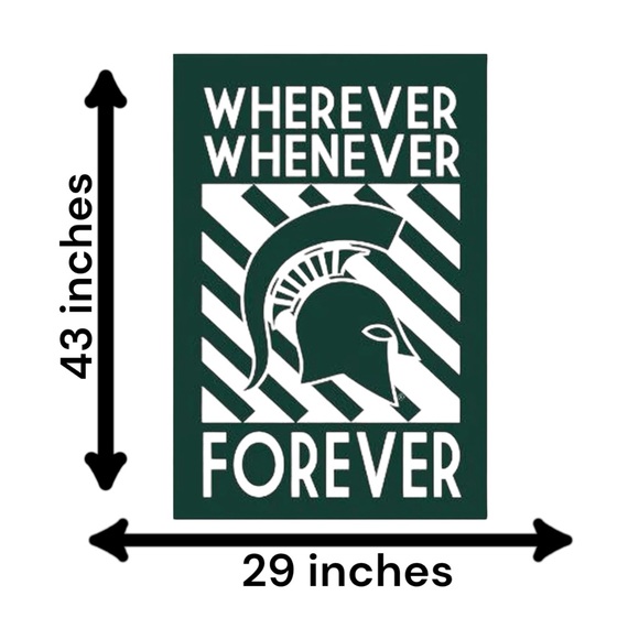Michigan State University Spartans 29x43" House Flag "Wherever Whenever Forever" - Picture 3 of 9